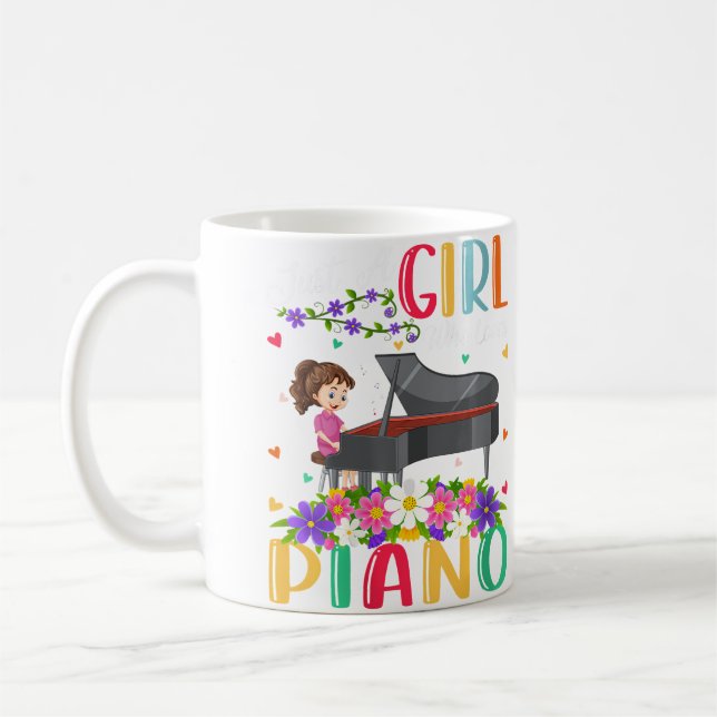 Caneca De Café Womens Piano Music Lover Just A Girl Who Loves Pia (Esquerda)