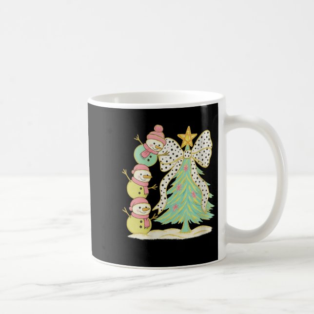Caneca De Café Womens Preppy Coquette Christmas Snowm 2025 Funny  (Direita)