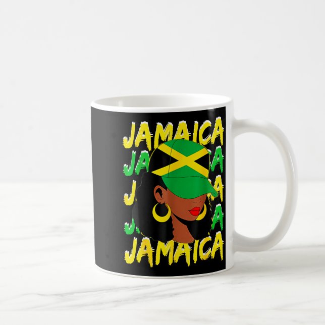 Caneca De Café Womens Proud Jamaican Afro Black Woman Jamaica Fla (Direita)