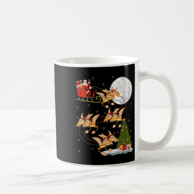 Caneca De Café Womens Pterodactyls Dinosaur Bird Santa Sleigh Fly (Direita)