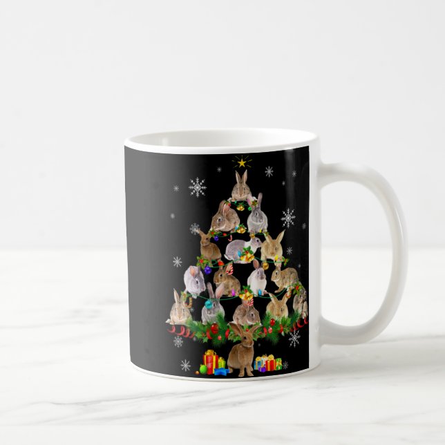 Caneca De Café Womens Rabbit Christmas Tree Snow Funny Rabbit Xma (Direita)