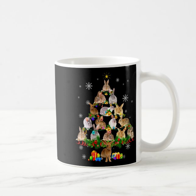 Caneca De Café Womens Rabbit Christmas Tree Snow Funny Rabbit Xma (Direita)