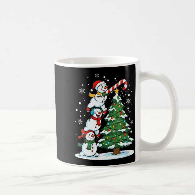 Caneca De Café Womens Snowman Candy Cane Christmas Tree Winter Fu (Direita)