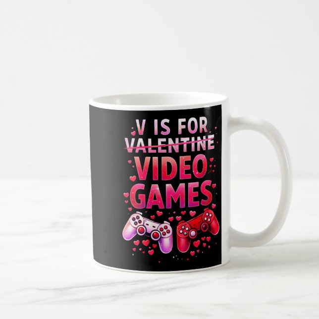 Caneca De Café Women's V Is For Video Games Funny Valentines Game (Direita)