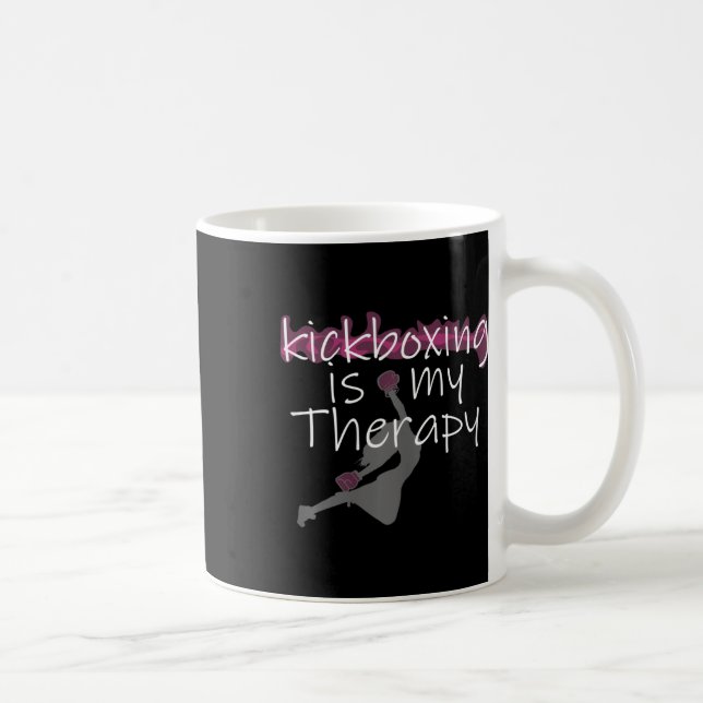 Caneca De Café Womens Womens Kickboxing Is My Therapy , Kickboxin (Direita)