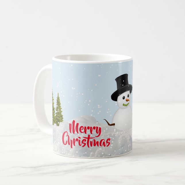 Caneca De Café Wonderland de inverno Feliz Natal Snowman (Frente Esquerda)
