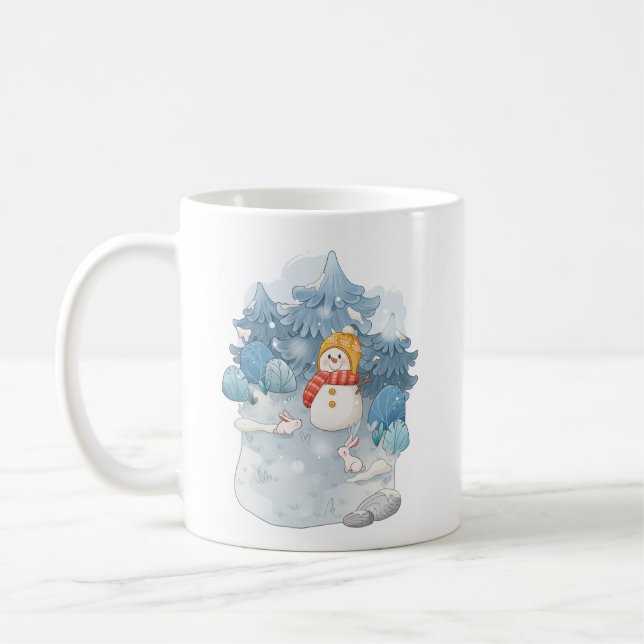 Caneca De Café Wonderland de inverno Snowman e Rabbits Mug (Esquerda)