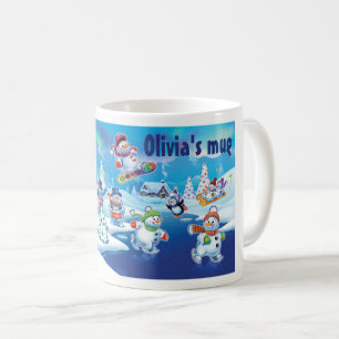 Caneca De Café Wonderland pessoas de neve Nome personalizado da c