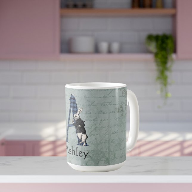 Caneca De Café Wonderland White Rabbit - Letra A (Criador carregado)
