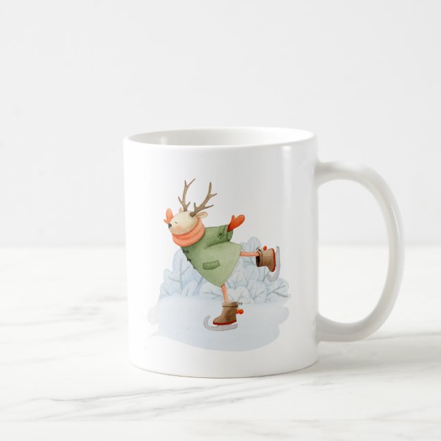 Caneca De Café Woodland Deer Winter Ice Skater (Direita)