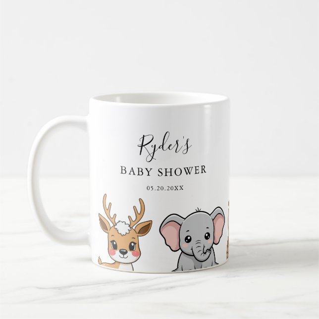 Caneca De Café Woodland Forest Animals Baby Shower (Esquerda)