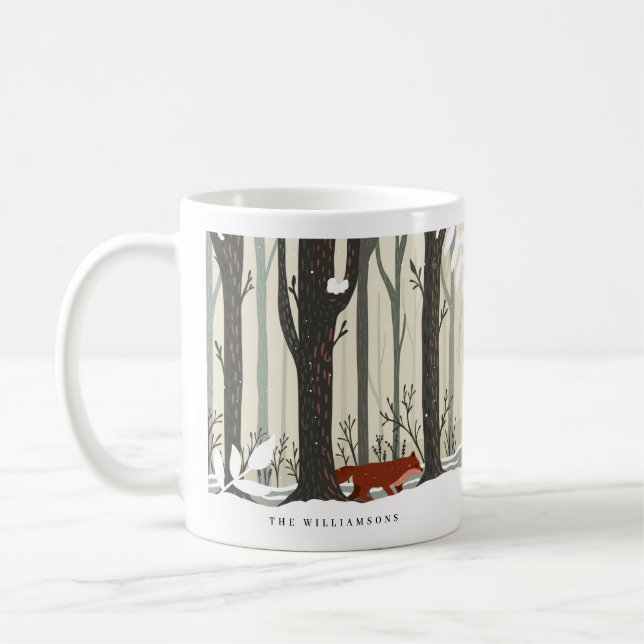 Caneca De Café Woodland Winter Wonderland Forest Fox Joy (Esquerda)