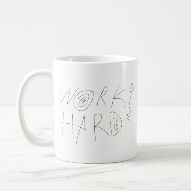 Caneca De Café Work Hard Hand Drawing Typography (Esquerda)
