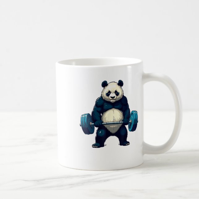 Caneca De Café Workout Panda Deadlifter Engraçado Tee Gym Levanta (Direita)