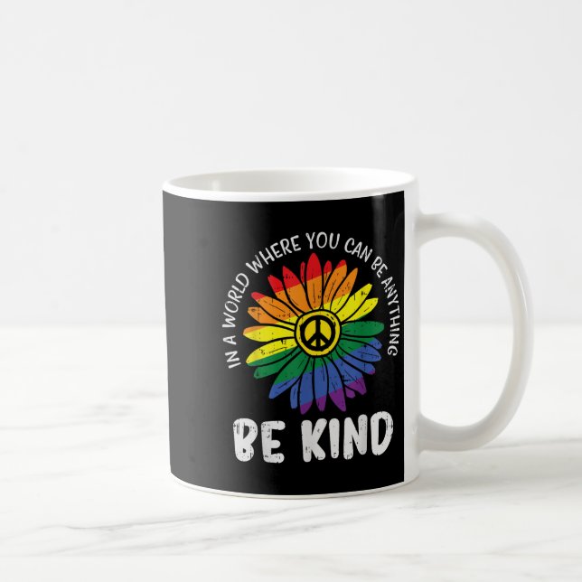 Caneca De Café World Be Kind Rainbow Daisy Peace Hippie Orgulho g (Direita)