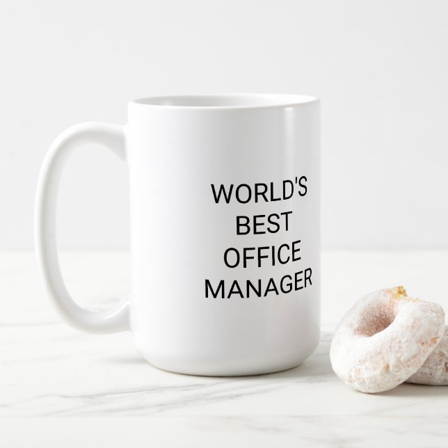 Caneca De Café World Best Office Manager Monocrome (Com Donut)