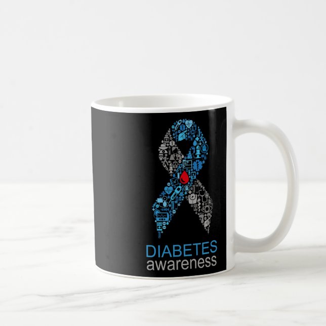 Caneca De Café World Diabetes Day Diabetes Awareness Ribbon  (Direita)