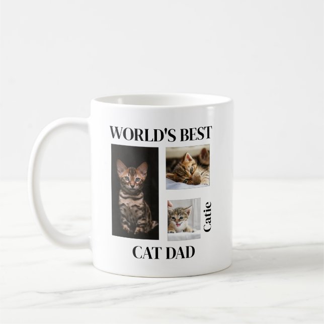 Caneca De Café World's Best Cat Dad Custom Name Gift (Esquerda)
