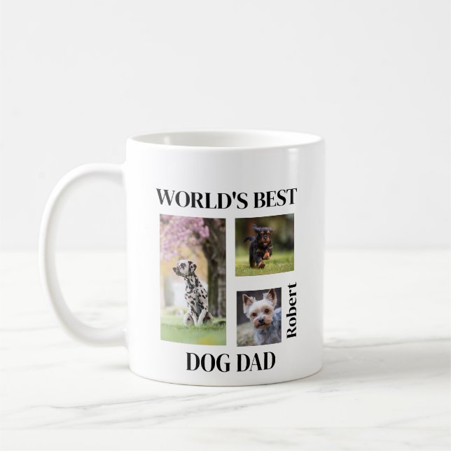 Caneca De Café World's Best Dog Dad Custom Name Gift (Esquerda)