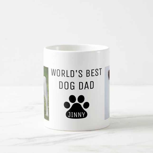 Caneca De Café World's Best Dog Dad, Custom Photo And Name, (Centro)