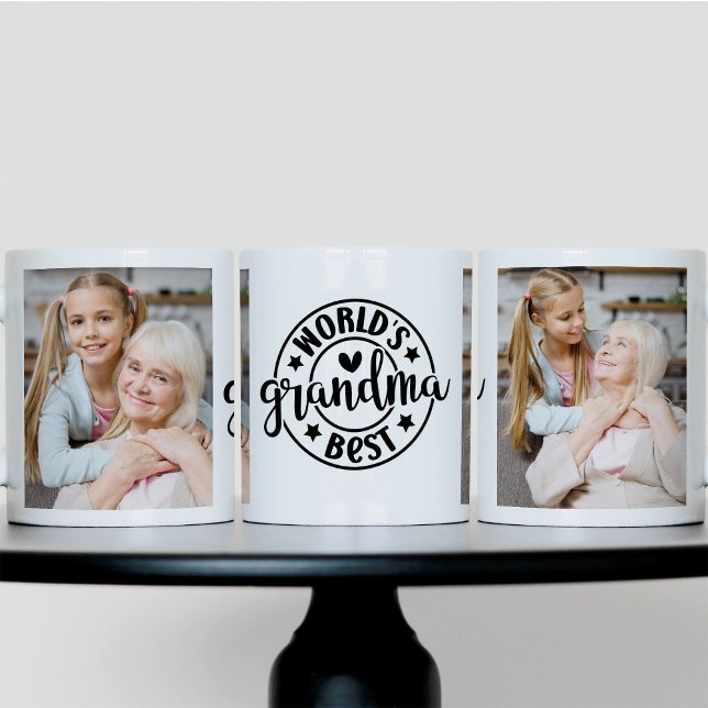Caneca De Café World's Best Grandma Photo 3 Sided (Criador carregado)