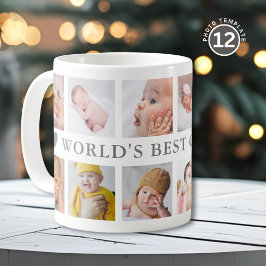 Caneca De Café World's Best Grandpa Gray 12 Photo Collage 