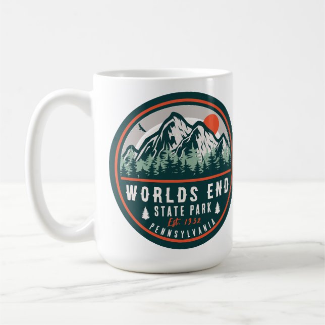 Caneca De Café Worlds End State Park Pensilvânia Retro Sunset (Esquerda)