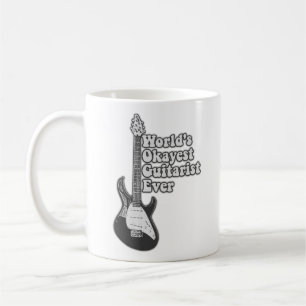 Caneca De Café World's okayest guitarist ever. black and white
