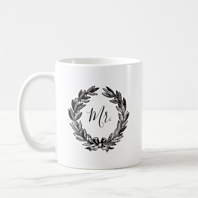 Caneca De Café Wreath Mug Wedding Gift (Esquerda)