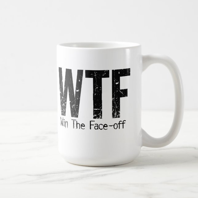Caneca De Café WTF: Ganhe a Cara-fora (o hóquei) (Direita)