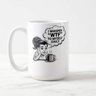 Caneca De Café WTF Whisper Coffee Mug - Cartoon Retro Engraçado