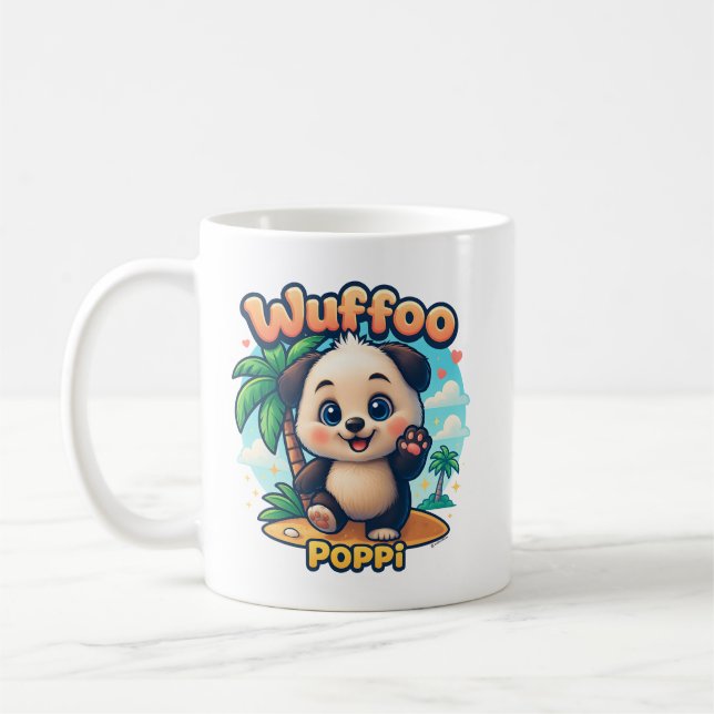 Caneca De Café Wuffoo Poppi Cute Kawaii Puppy Tropical Island (Esquerda)