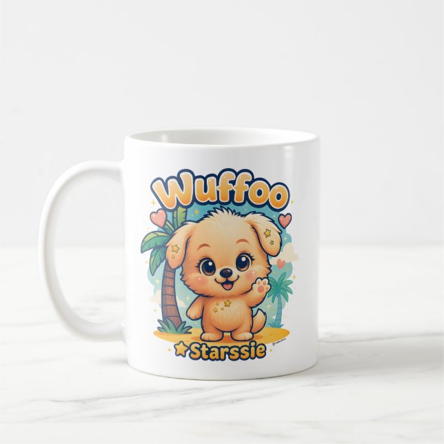 Caneca De Café Wuffoo Starssie Kawaii Puppy Tropical Island (Esquerda)