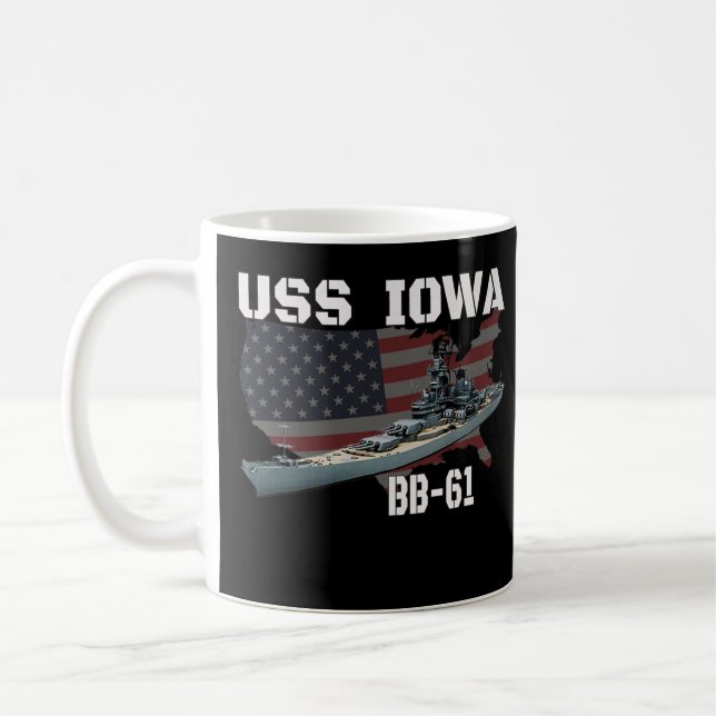 Caneca De Café WW2 American Battleship USS Iowa Warship BB- 61 Ve (Esquerda)
