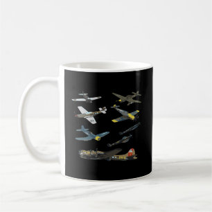 Caneca De Café Ww2 Planes Warbird P51 Mustang Spitfire Messersch