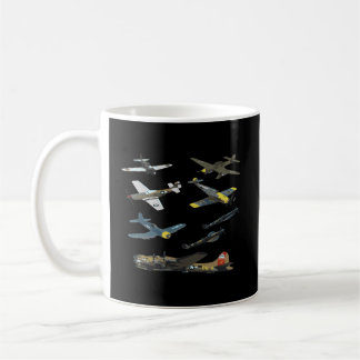 Caneca De Café Ww2 Planes Warbird P51 Mustang Spitfire Messersch