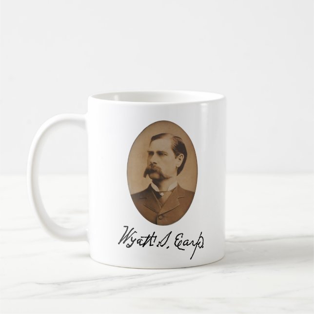 Caneca De Café Wyatt Earp Retrato e Assinatura Café Mug (Esquerda)