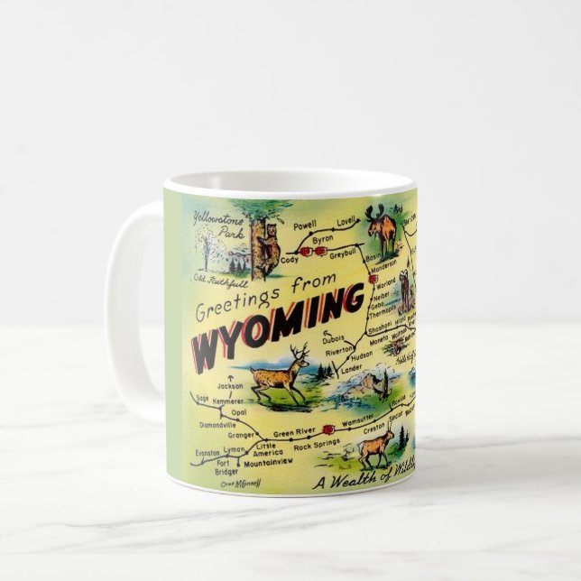 Caneca De Café Wyoming Map Mug (Frente Esquerda)