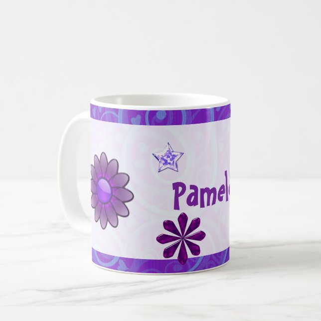 Caneca De Café Wysteria Jeweled 3D ADICIONE SEU NOME (Frente Esquerda)
