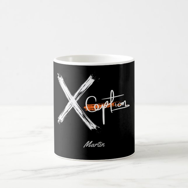 Caneca De Café X Ception | Nome Personalizado Preto e Branco Lega (Centro)
