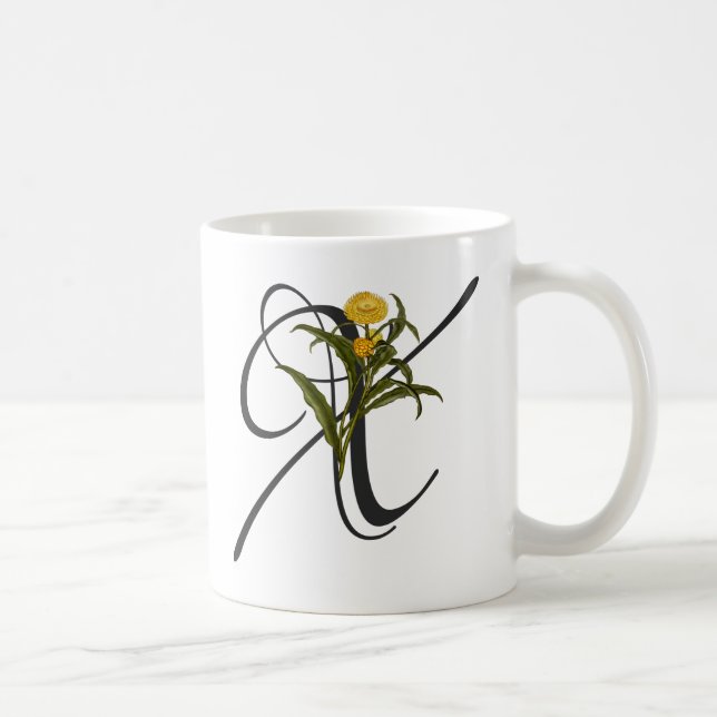 Caneca De Café X inicial, Xerochrysum bractea Café Mug (Direita)
