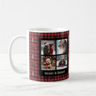 Caneca De Café Xadrez 4 Foto Natal Vermelho Preto Rústico Chic