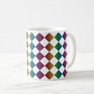 Caneca De Café Xadrez Arlequim Diamante Multicolorido Colorido