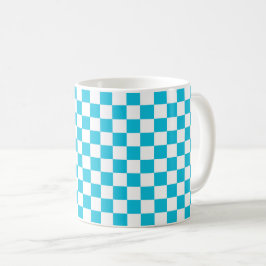 Caneca De Café Xadrez azul aqua clássico