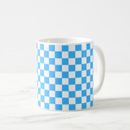 Caneca De Café Xadrez azul claro clássico