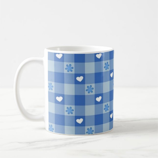 Caneca de Café Xadrez Azul Clássico (Esquerda)