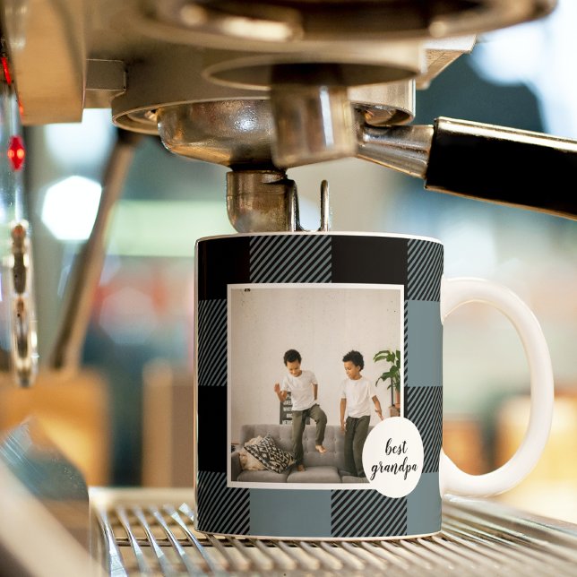 Caneca De Café Xadrez Azul E Preta - Melhor Presente Do Avô Com F (Criador carregado)