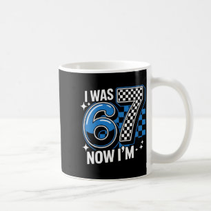 Caneca De Café Xadrez azul era 6 7 engraçado 67 meninos de aniver
