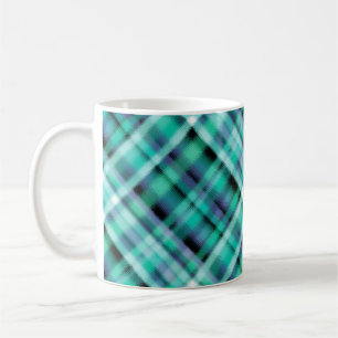 Caneca De Café Xadrez azul tartan marinho verde azul- sem costura