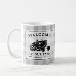 Caneca De Café Xadrez Branca do Trator de Nome da Família de Boa